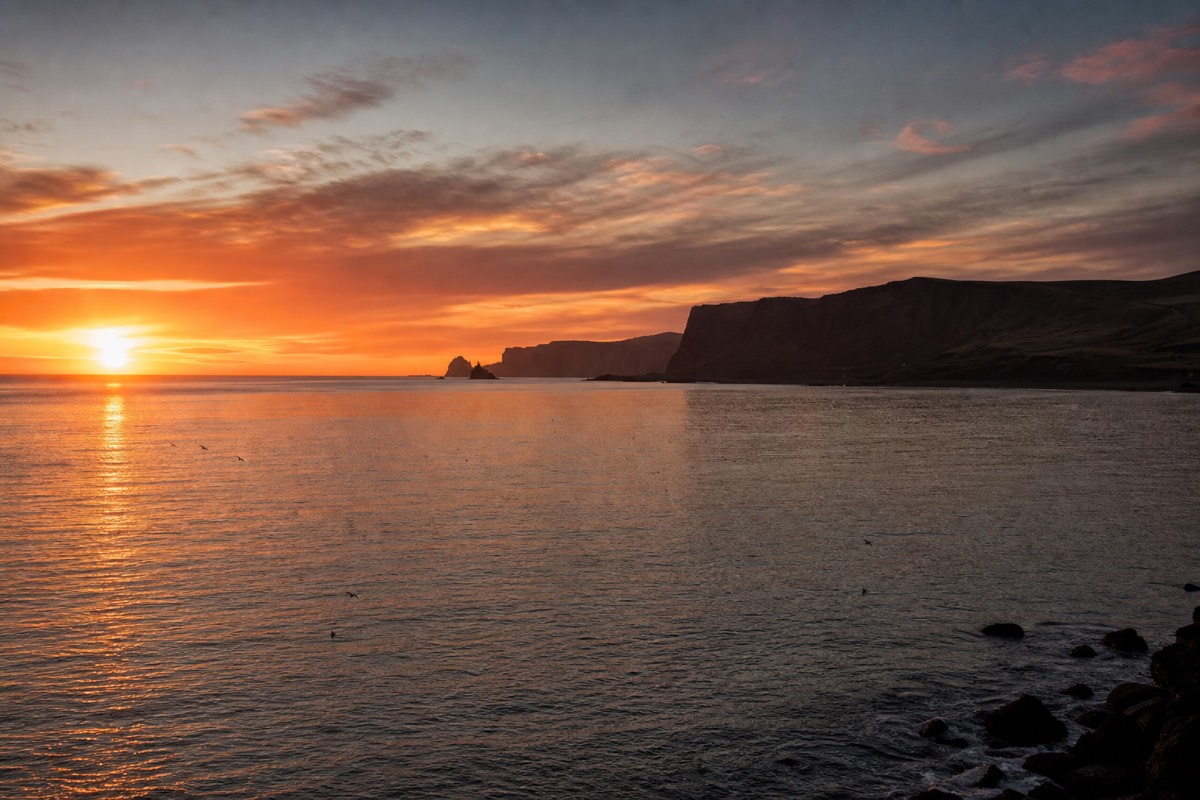 The Midnight Sun over the Icelandic coast