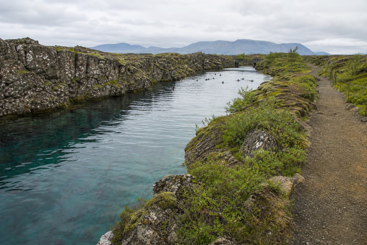 The glacial water of the Silfra fissure at Þingvellir